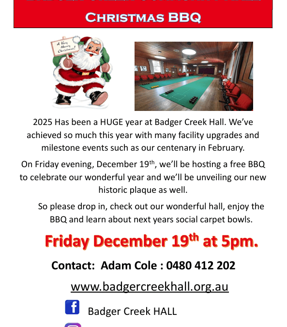 Badger Creek Community Hall – Christmas BBQ