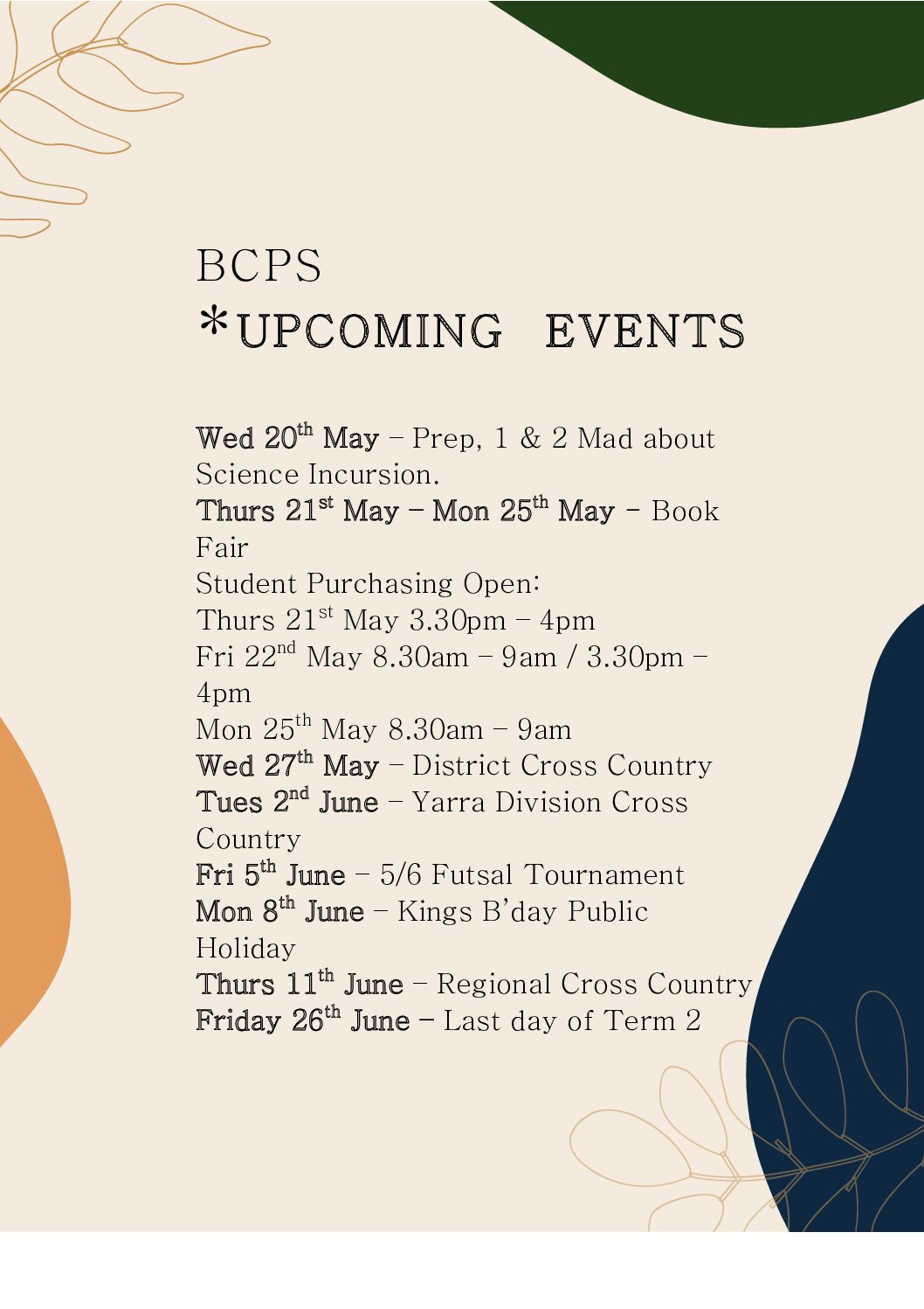 Badger Creek Primary School – Upcoming Events
